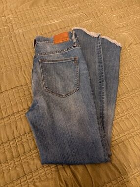 Madewell luxury boho skinny 10 inch high rise gray hem jeans sz 28